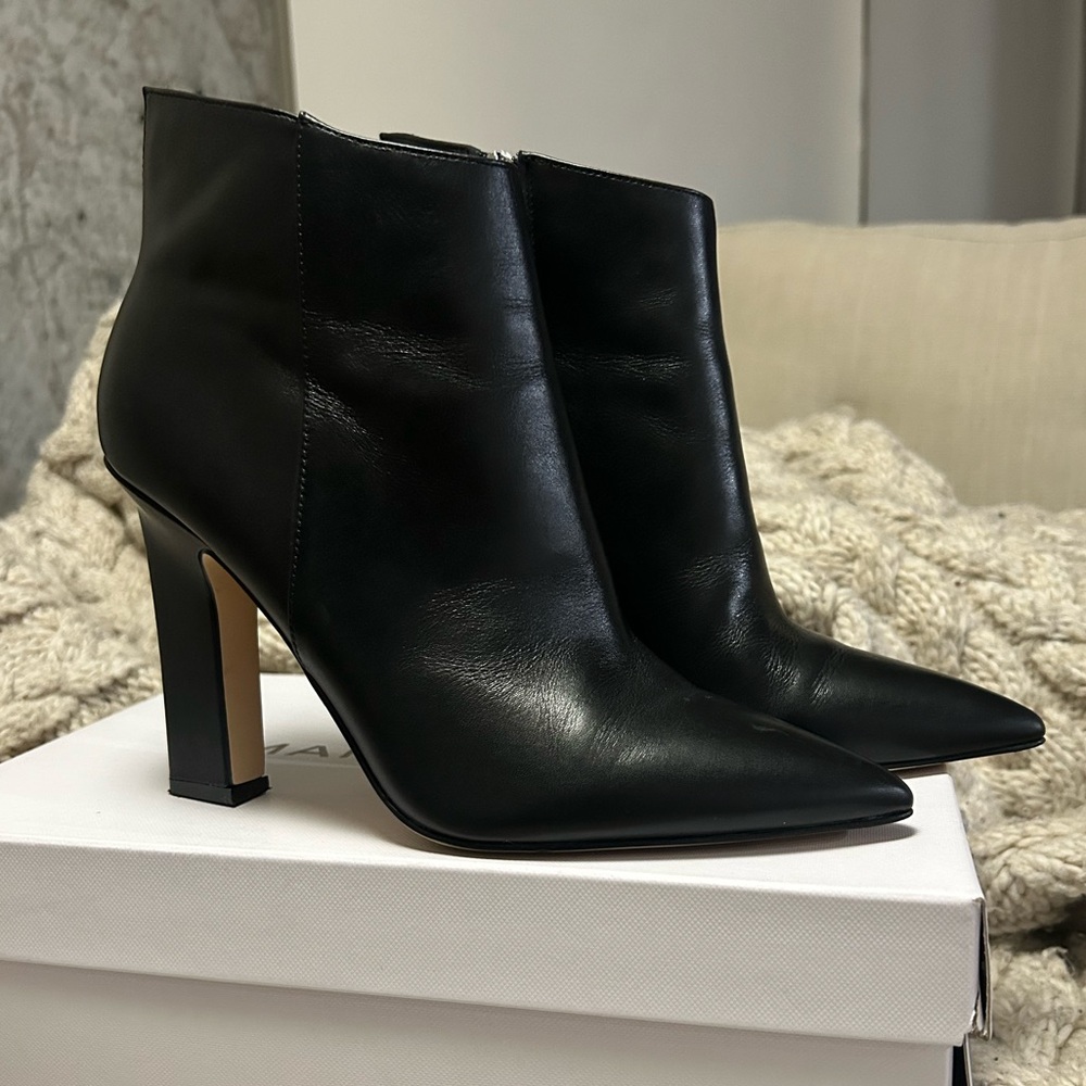 Marc Fisher Black Leather Ankle Boots